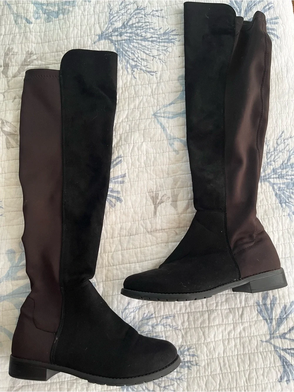 Women's Black Over-the-Knee Stretch Suede Boots